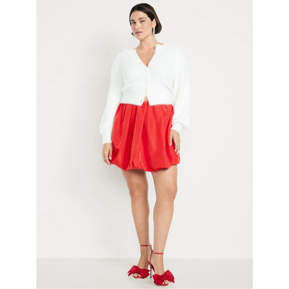 Old Navy Amaryllis Red Taffeta Bubble Mini Skirt - Picture 4 of 12